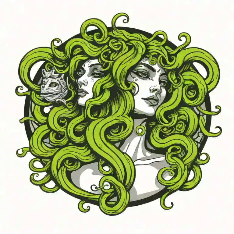 Greek Mythology Medusa With Eyes Beams And Snake Hair