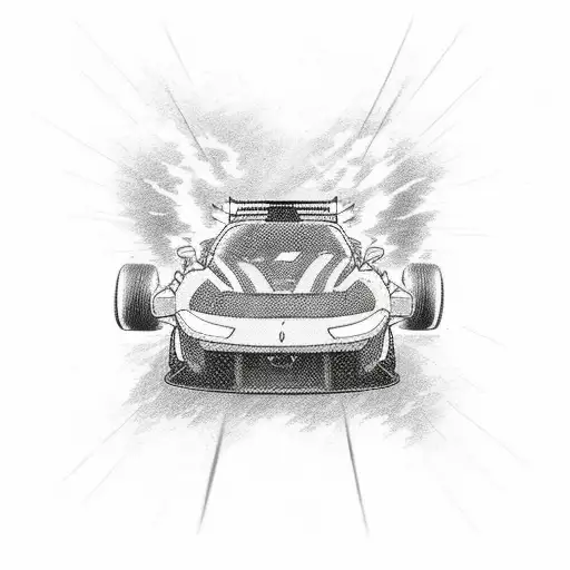 New-school Design Of A Car Drifting On A Track With Anime Characters As Drivers