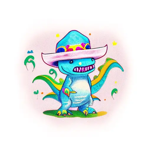 Cute Dinosaur Wearing Sombrero
