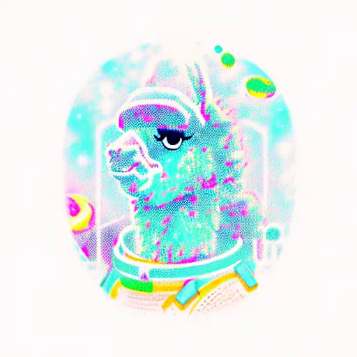 A Llama Astronaut Exploring A Colorful Galaxy