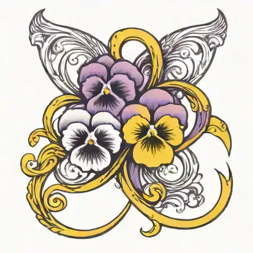 Purple And Yellow Pansies With Infinity Symbol