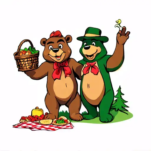 Yogi Bear And Boo Boo With A Picnic Basket