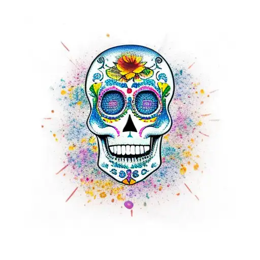 American Traditional Sugar Skull Marigolds