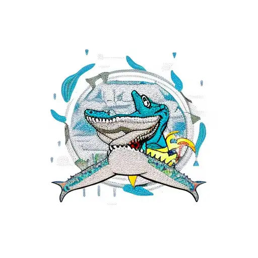 State Of Fl With Alligator And Shark And The Number 863