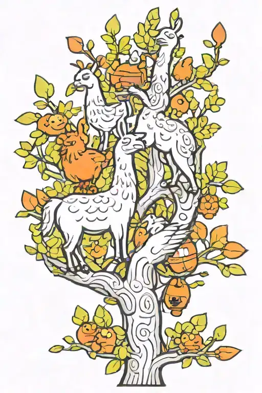 Llama And Chicken In A Tree