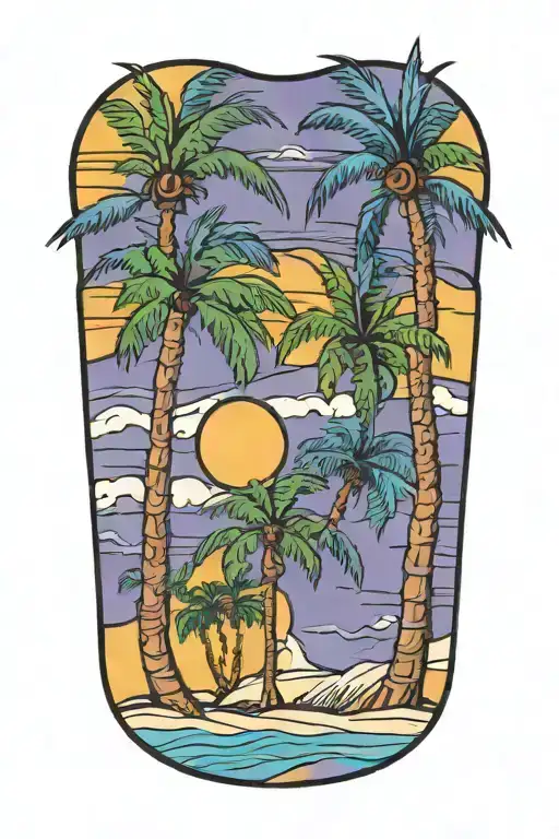 Two Palms On Beach 70S