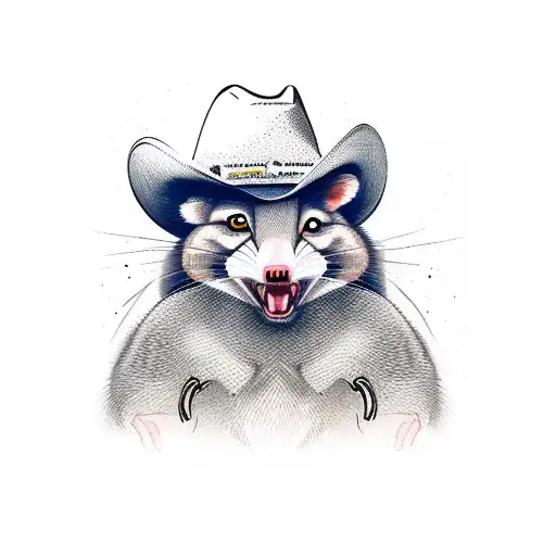 Angry Possum With Cowboy Hat