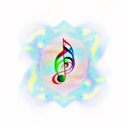 An Abstract Representation Of A Beach Scene With Musical Notes In The Shape Of Waves