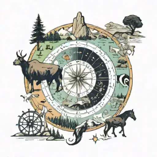 A Horoscope Wheel With Each Sign Represented By A Different National Park Landscape