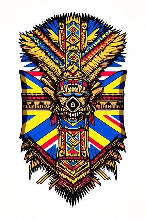 Colombia And Union Jack Colour Aztec Theme