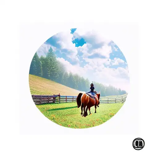 Cowgirl Sleeve Country Scenery With Horse In Pasture