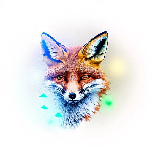 A Fox Surrounded By Floating Stones Emitting Light