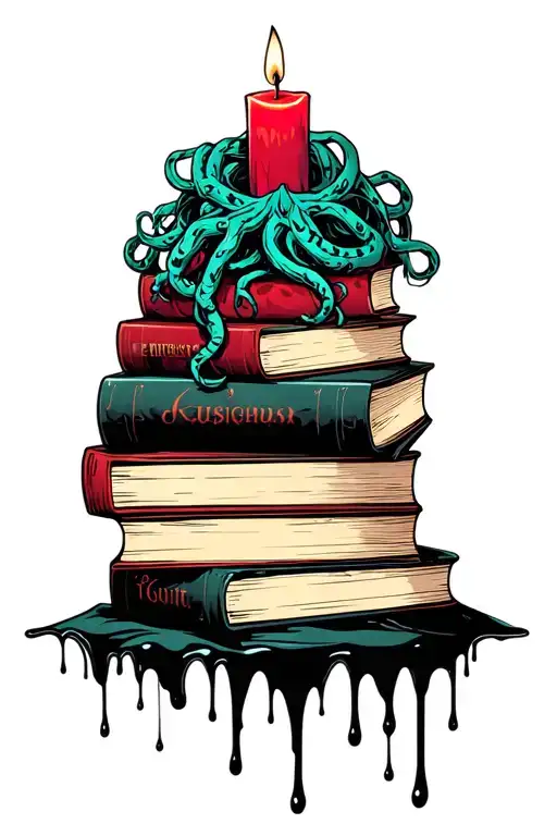Medusa Stack Of Dark Romance Books Wax Dripping Candles