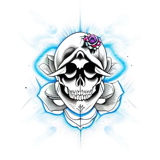 Electric Bass Skull Flower Blood