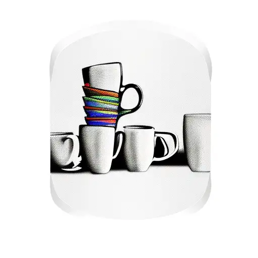 4 Coffee Mugs Talking Around A Table