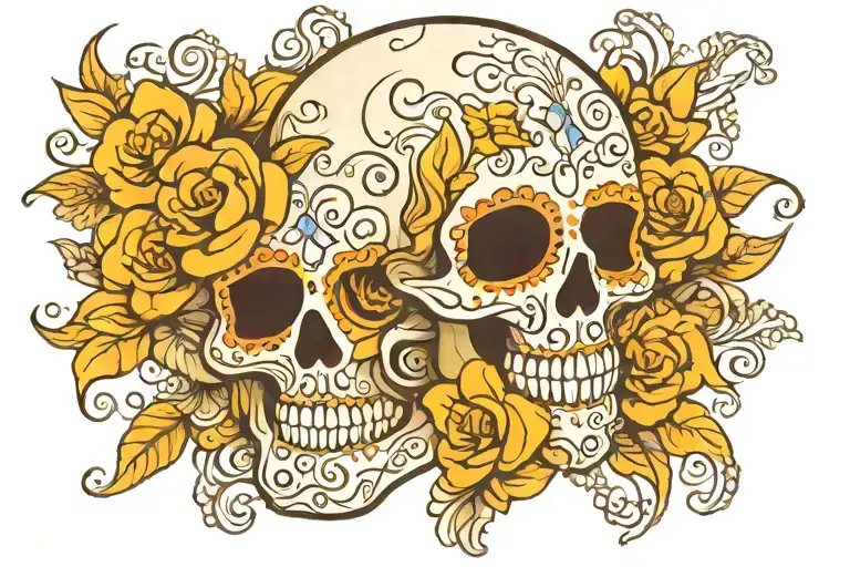 Sugar Skull Flowers Lace Like Patterns