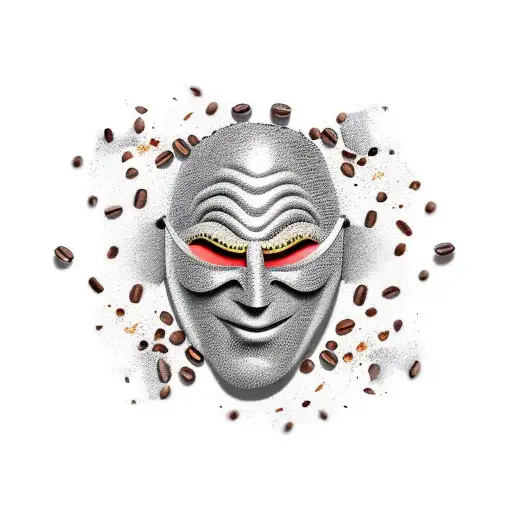 An Actor's Mask Surrounded By Coffee Beans