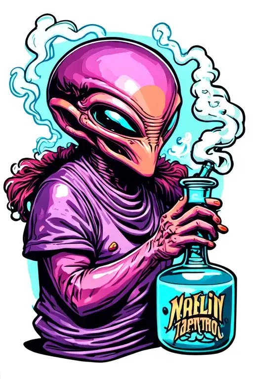 Alien Smoking A Bong