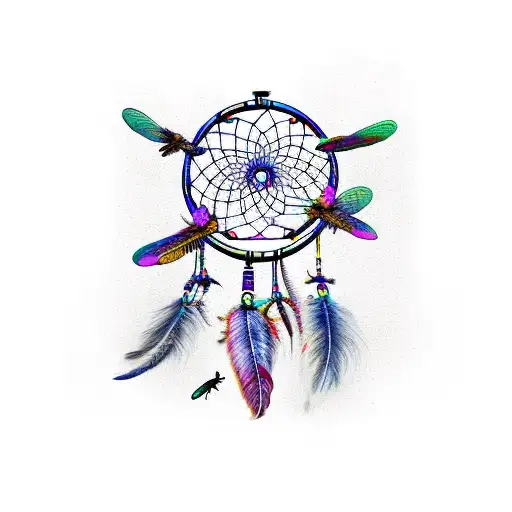 Dreamcatcher With Jack Skellingtons Face In The Center With Dragonflies Around