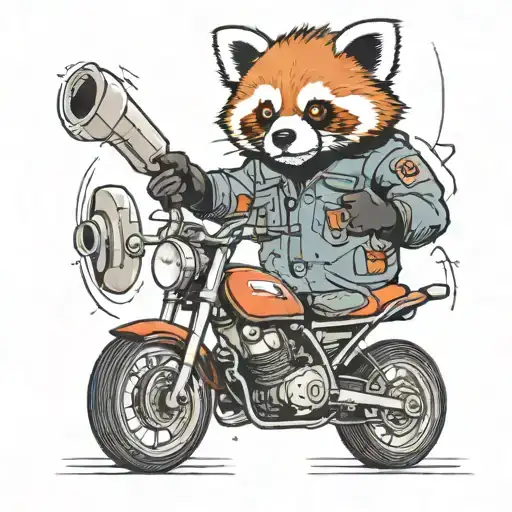 A Red Panda Wearing A Mechanic's Outfit Working On A Vintage Car