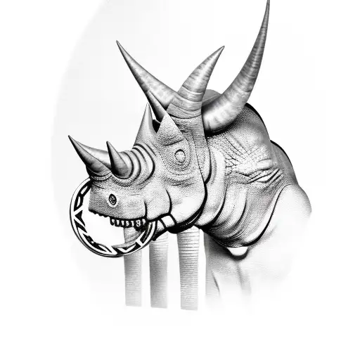 A Realistic Portrait Of A Triceratops Wearing A Wrestling Championship Belt