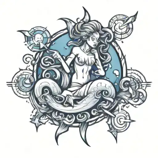 Aquarius Zodiac Symbol Surrounded