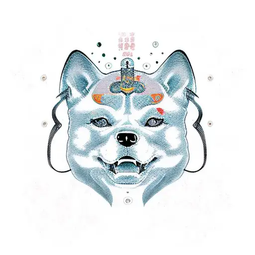 Shiba-inu Japan Head Hieroglyphs Demon Mask
