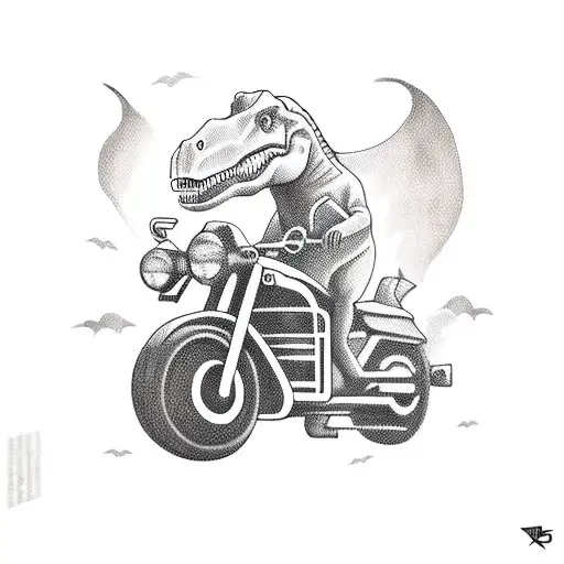 Dinosaur On A Motorcycle