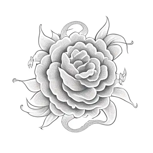 Dragon With Marigold Flower