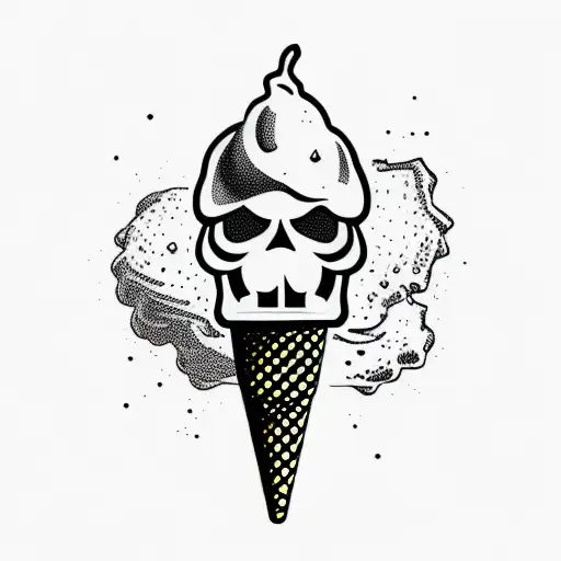 Ice Cream Cone With A Poison Skull Instead Of Ice Cream