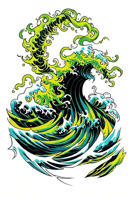 Katana Ocean Wave With Oni Masp