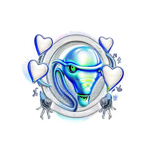 Blue Hearts With Alien