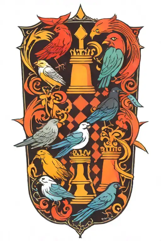 A Cosmic Chessboard With Birds As The Chess Pieces