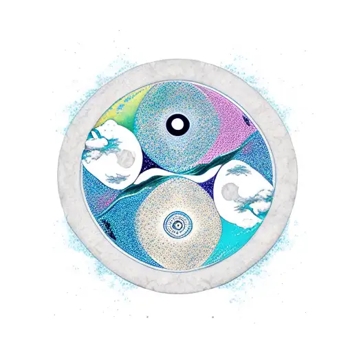 Yin Yang With Ocean And Mountains