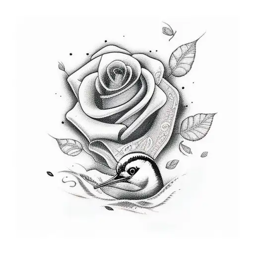 Swallow Bird And Roses