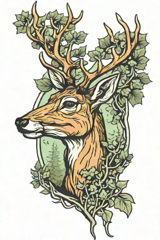 Deer With Trees Background Looking