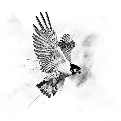 Black And White Street Art Falcon Diving