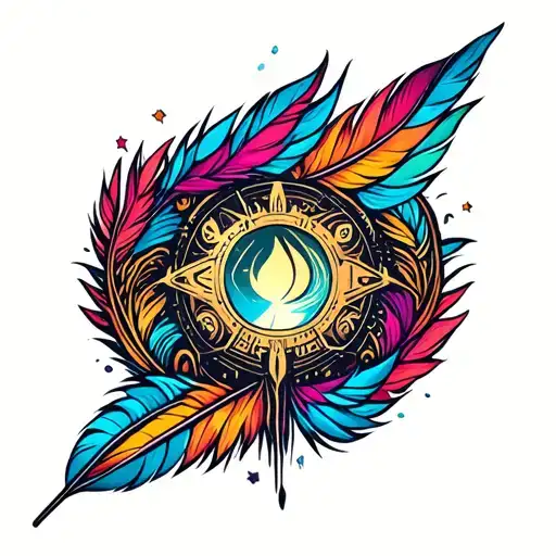 Pices Zodiac Sign And Feathers