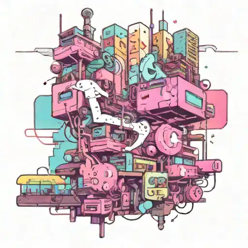 An Anime-inspired Cyberpunk Cityscape With Hidden Cosmetology Symbols Throughout The Scene