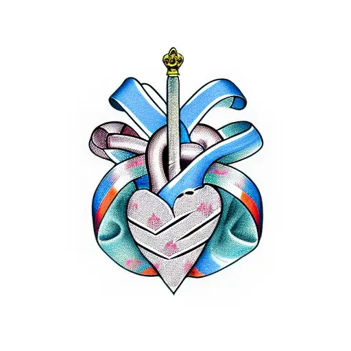 Heart With A Dagger Through It And Ribbon