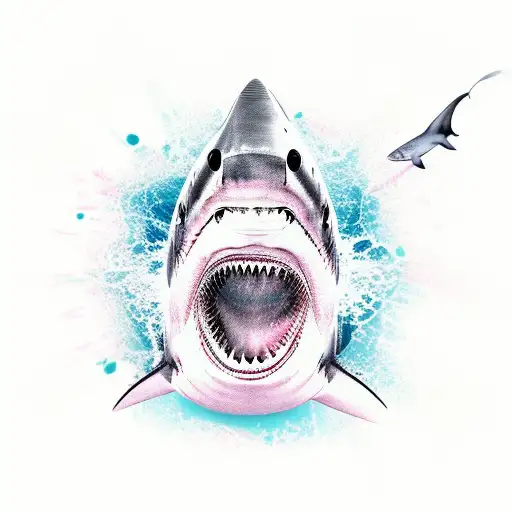Shark With Exposed Rib Bones And Pink Background