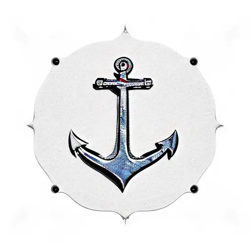 A Traditional Anchor Adorned With Heavy Metal Symbols And A Pirate Flag