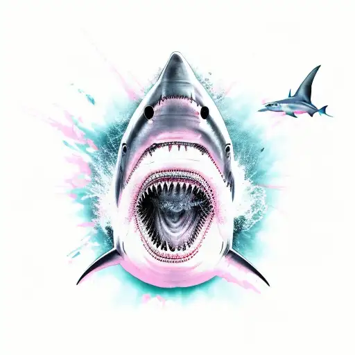 Shark With Exposed Rib Bones And Pink Background