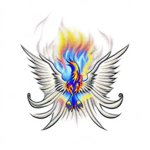 Phoenix With Fire And Cross