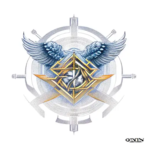 Nordic Symbol Odin With Valkeryie Wings