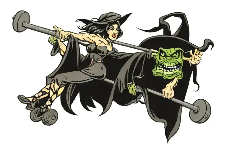 Witch Riding A Barbell