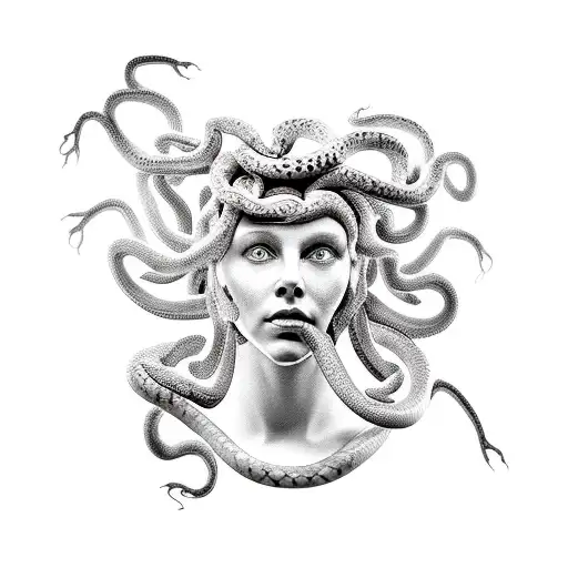 A Live Sculpture Medusa Head With Only 2 Snakes