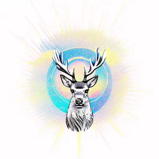 A Stag At Top Of A Hill With The Sun Behind It