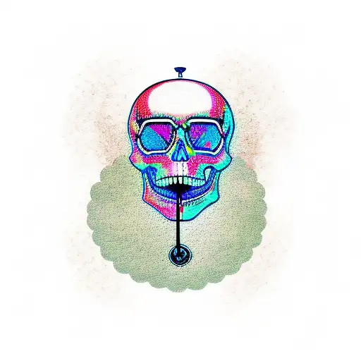 Skull With Clock Crown Hour Glass