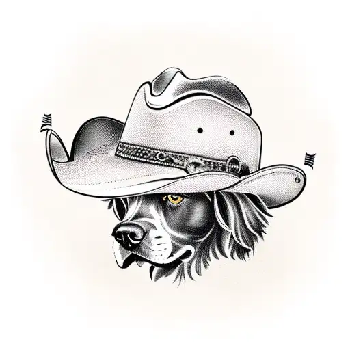 A Country Music Themed Tattoo With A Boykin Spaniel Wearing A Cowboy Hat